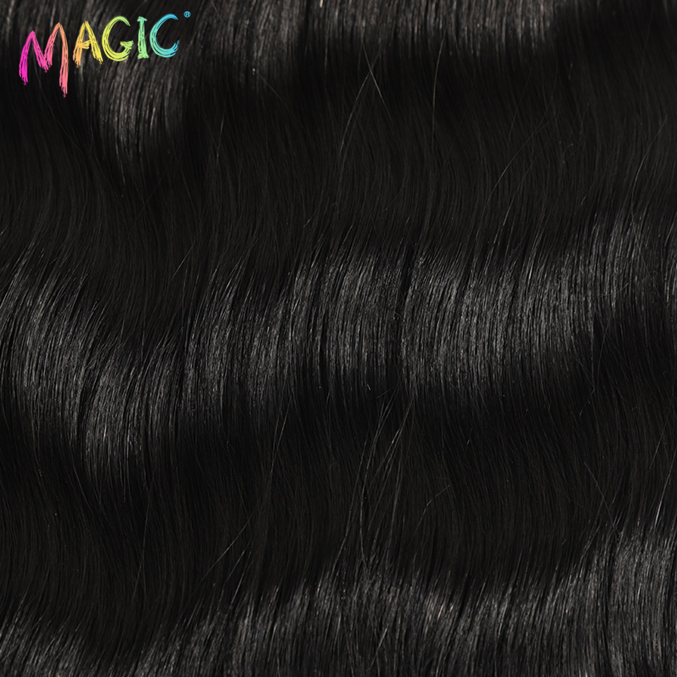 Magic Synthetic Hair 6PCS 20inches Nature Wave Hair Bundles Black Color Extensions Heat Resistant Strands of Hair Tresses
