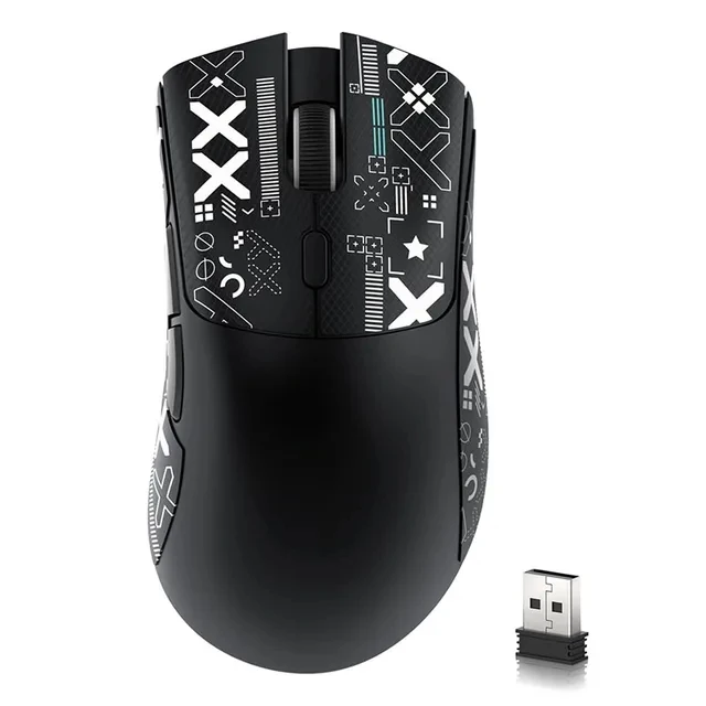 Attack Shark R1 2.4G USB Tri-modeWireless Gaming Mouse Conexão Bluetooth 18000DPI 1000Hz Macro Ratos Para PC: Preto