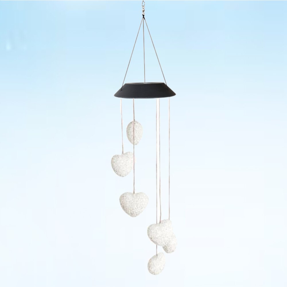 1pc solenergi vindklokke lys led romantisk hjerte form hengende lampe for bakgård hage