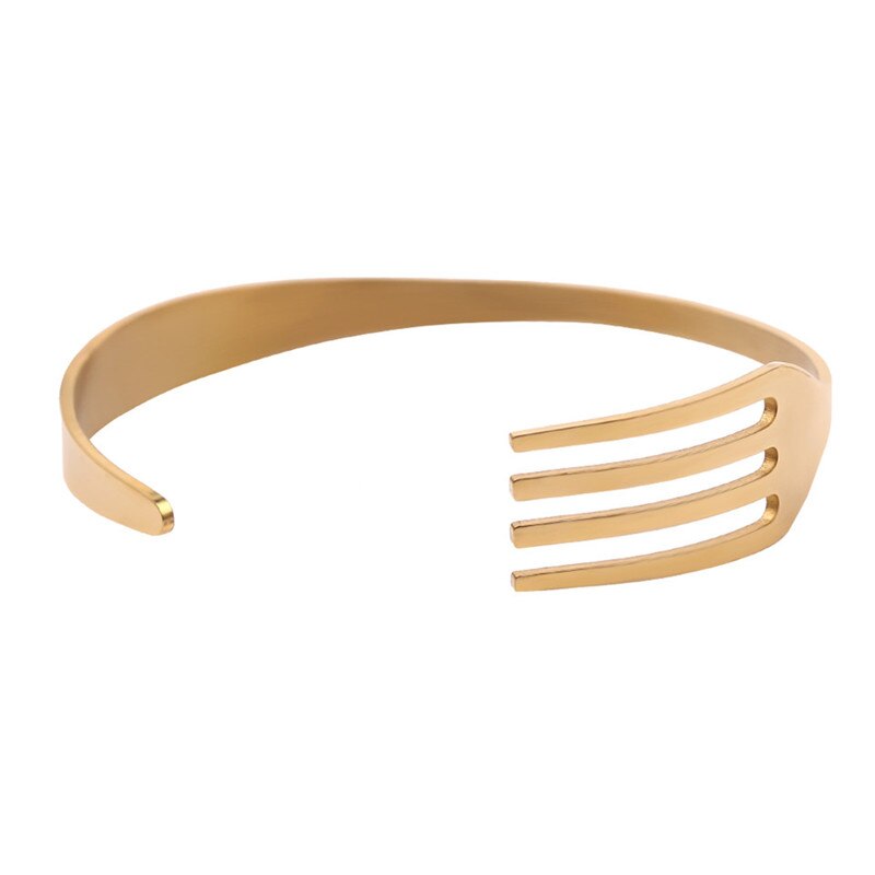 Pulseras de cuchara de tenedor para hombre y mujer, brazaletes de acero inoxidable, Hip Hop, Rock, 4 colores, pulsera de puño para mujer, joyería Punk: gold color