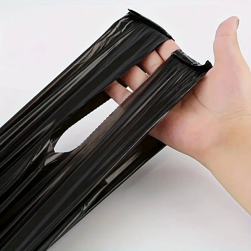 50/100 stuks zwarte vuilniszakken voor huishoudelijk gebruik, keuken, badkamer, camping, schoonmaak, wegwerp vuilniszakken met handvat, draagbaar