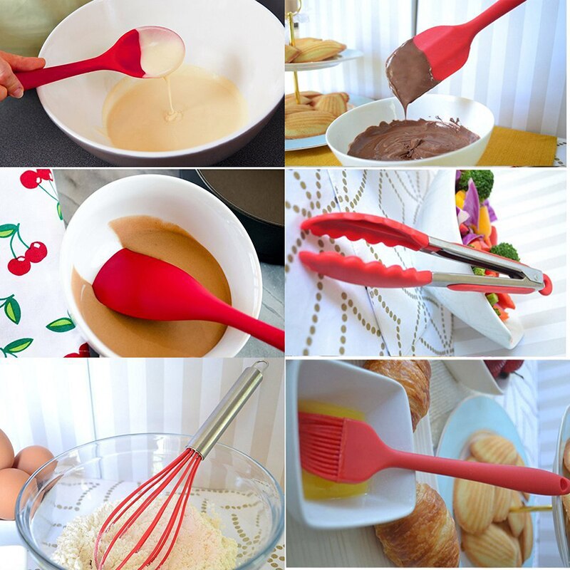 Ustensiles de cuisine antiadhésifs | Ensemble de ustensiles de cuisine en Silicone, ustensiles de cuisine multifonctionnels, cuillère à cuillère accessoires de cuisine 10 pièces