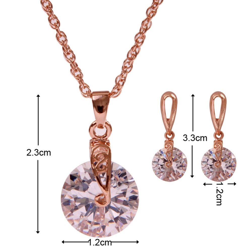 Hesiod 2 Stks/partij Ketting Oorbel Sieraden Set Goud Kleur Alloy Ronde Crystal Uitgeholde Vrouwen Sieraden Sets