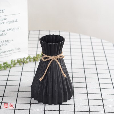 Plastic Vazen Woondecoratie Imitatie Keramische Vazen Europese Bruiloft Moderne Decoraties Onbreekbaar Creatieve Eenvoud: origami black