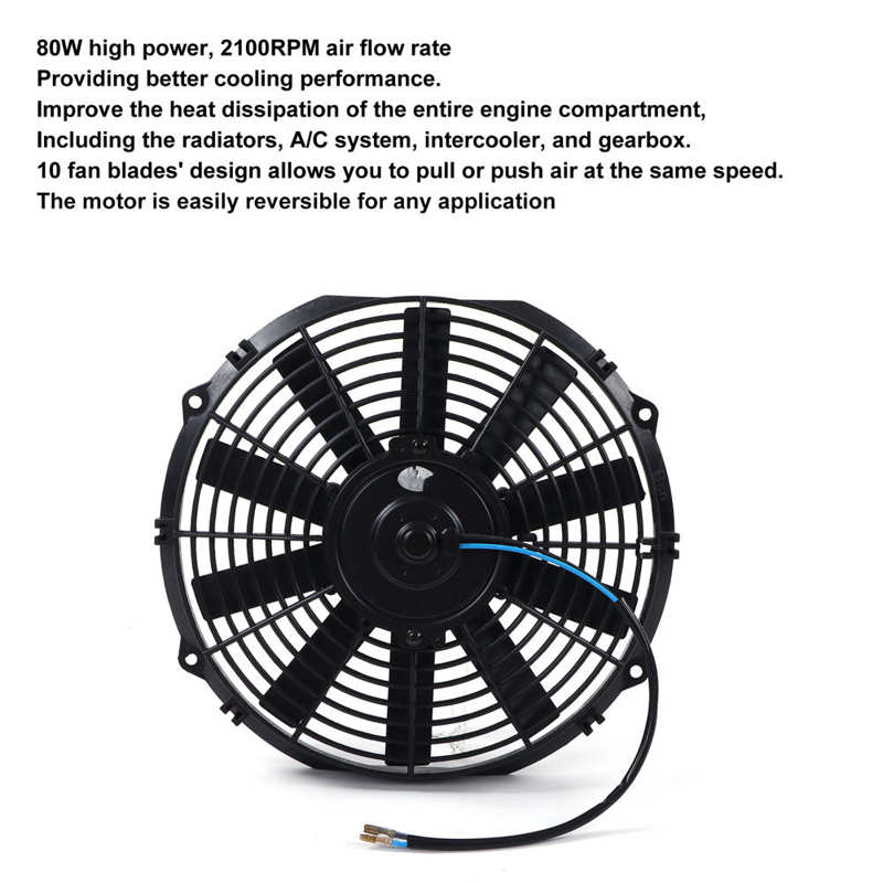 Electric Radiator Fan Universal Slim Fan 1600 CFM 12in/30.48cm for Car