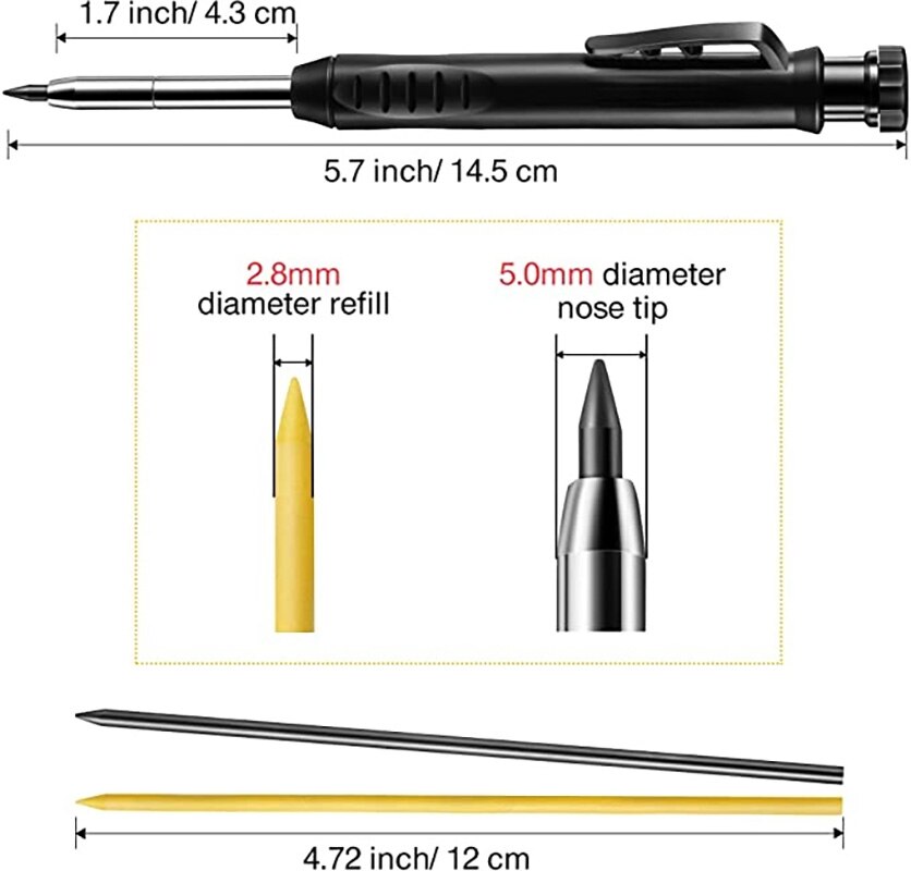 Solid Carpenter Pencil Set Construction Carpenter with Pencil Sharpener Mechanical Drawing For Woodworking Tools