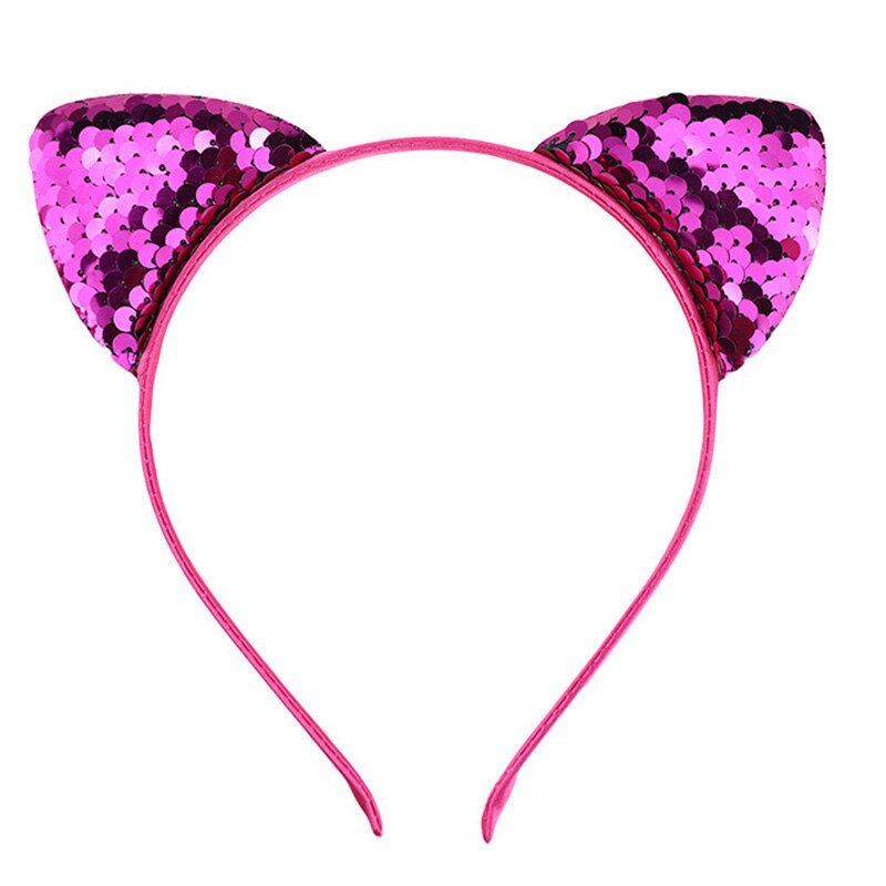 Paillettes réversibles oreilles de chat bandeau brillant chat oreille cheveux cerceaux mignon Bling bandeau cheveux accessoires pour femmes filles quotidien andParty: 03
