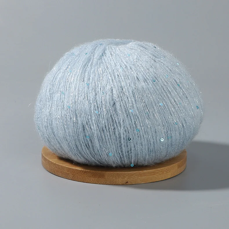 50 g Spitzen-Mohairgarn mit Pailletten, Häkel-Strickgarn mit Lurex, modische Baby-weiche Pullover-Schal-Nadelgarn mit Schlaufen: Orange