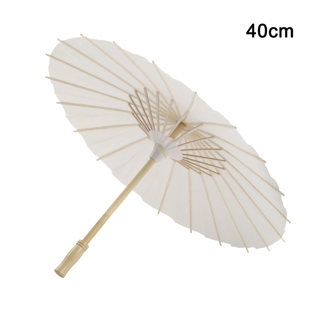 Sombrilla de papel al óleo de estilo chino blanco, accesorios de baile tradicional de China, sombrillas, decoraciones hechas a mano,: 40cm