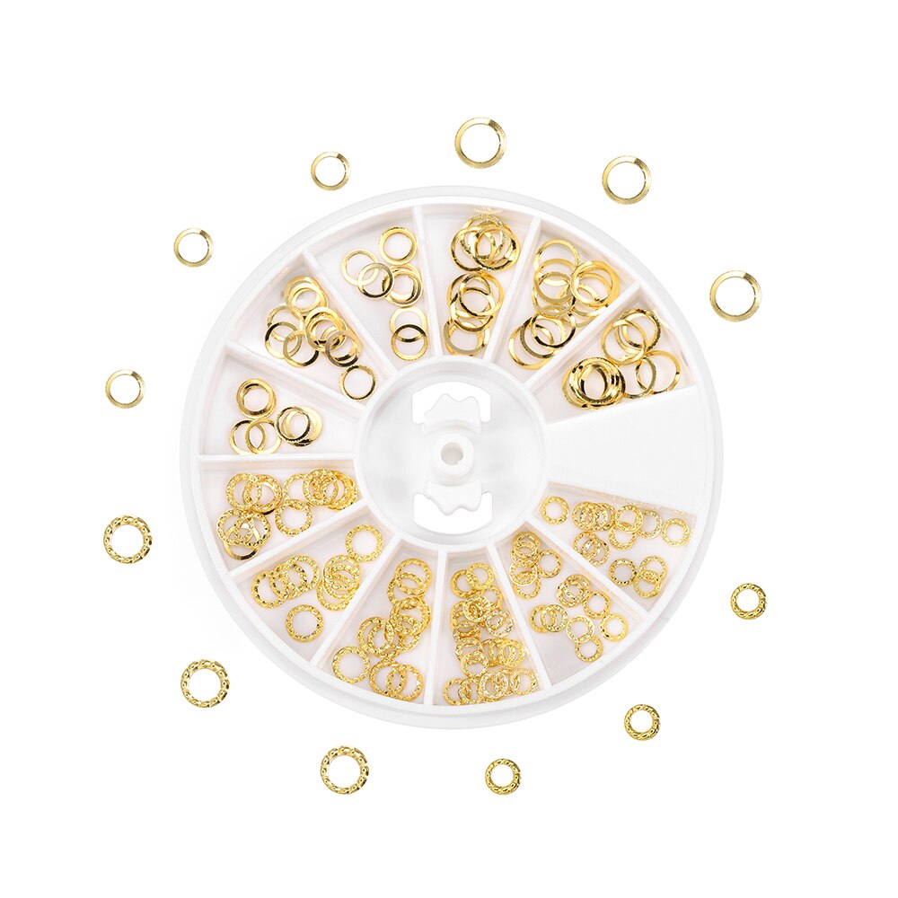 1Box Mini Heart Star Moon Gold Nail Art Glitter Metal 3D Frame Jewelry Epoxy Resin Mold Filling For DIY Crafts Making Decoration: Round