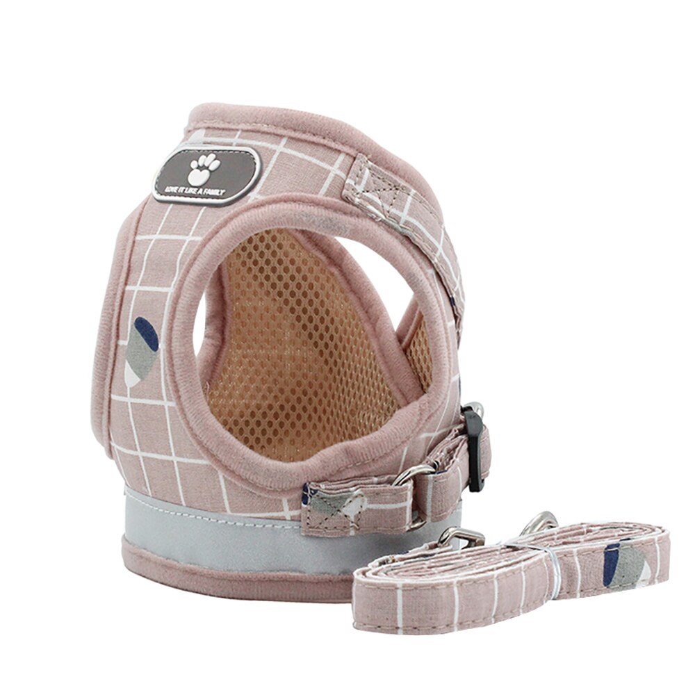 Gilets de harnais en maille pour chien, gilet respirant et léger réfléchissant, poitrine pour animaux de compagnie, sangles pour petits et moyens animaux de compagnie, fournitures d'accessoires: M / Rose