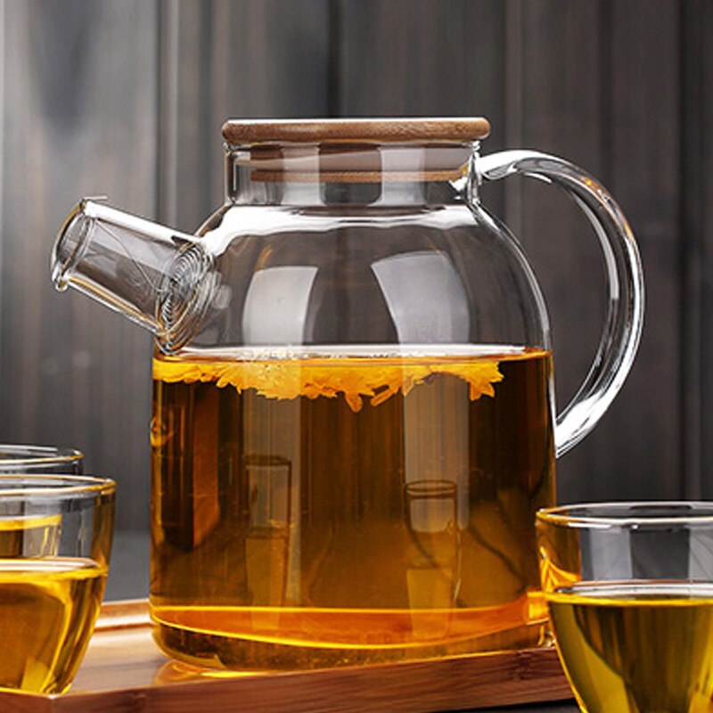 1L/1.8L Big Transparent Borosilicate Glass cup Teapot Heat-Resistant Large Clear Pot Flower Tea Set Puer Kettle Office Home Tool