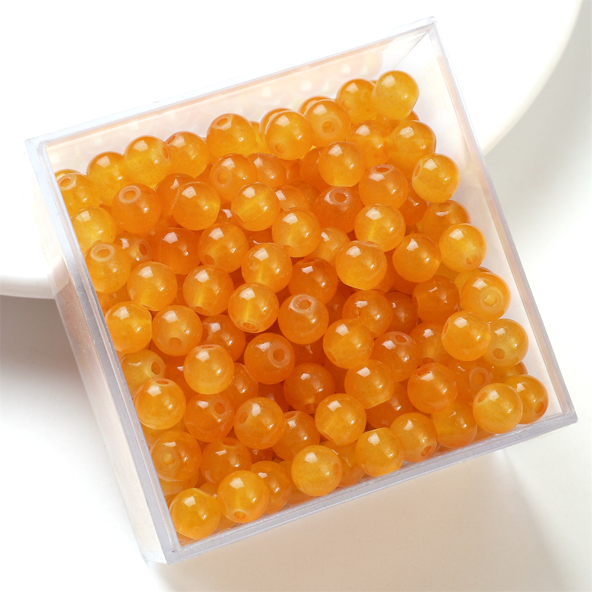 50pcs 6mm gelée de verre couleur unie Imitation Jade perles rondes perles en vrac bricolage à la main collier Bracelet perles bijoux accessoire: Violet
