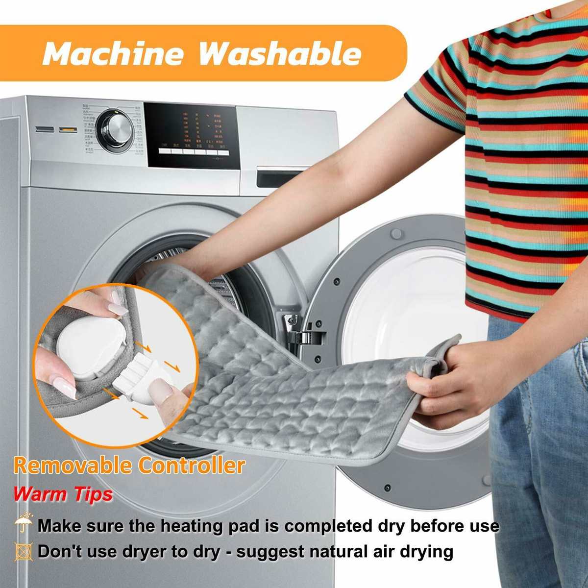 6 Heat Modes Microplush Electric Heating Pad for Abdomen Waist Back Pain Relief Winter Warmer Fast Heat Pad with EU/US Plug
