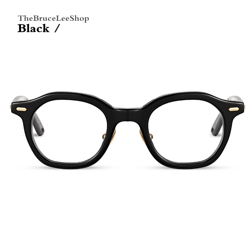 Acetate Leisure business Style Glasses Men Retro Vintage Prescription Glasses Women Optical Spectacle Frame polygon: black