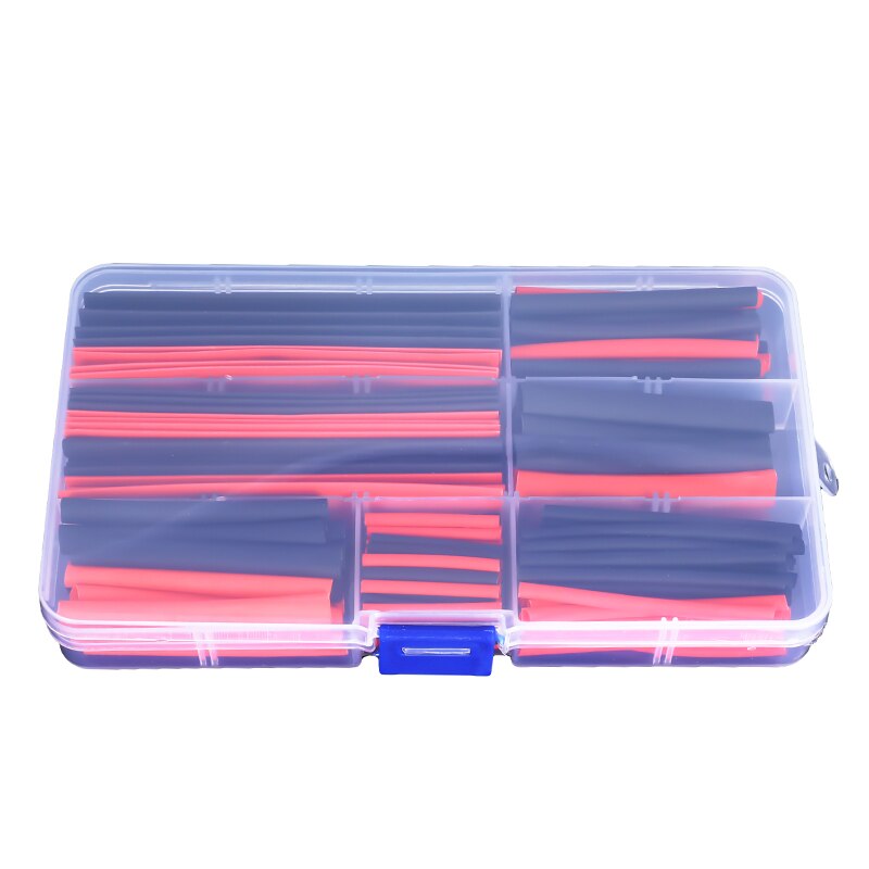 U-K 42-Piece Polyolefin Heat Shrink Tube Kit – 6 Sizes, 2:1 Shrink Ratio, Black & Red, For Electrical Wire Insulation & Protection