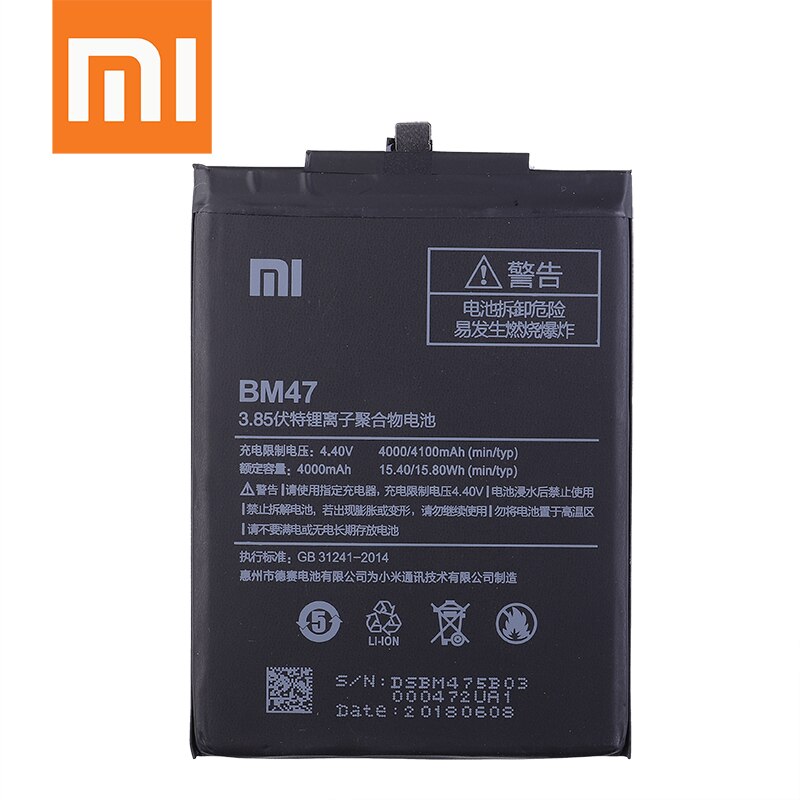 Originele Xiao Mi Batterij BM47 Voor Xiaomi Redmi 3 3 S 3X 3 Pro Redmi 4X Hongmi 3 S 4 X Li-Ion Akku 4100Mah Met Gratis Reparatie Tools