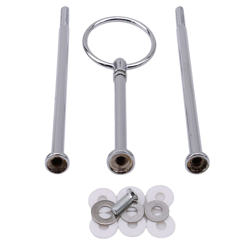 QUARKZMAN Support à Gâteau 3 étages Avec Poignée - Alliage De Zinc Argenté Motif Vigne - Pour Mariage, Anniversaire, Fête - Tiges De 12 Cm Et 10,8 Cm - Assiettes Non Incluses - 2