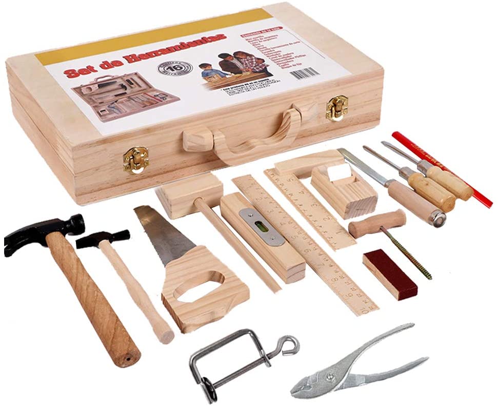 Kids Diy Houtwerk Toolbox Junior Timmerwerk Tools Set Kind Houten Speelgoed Set