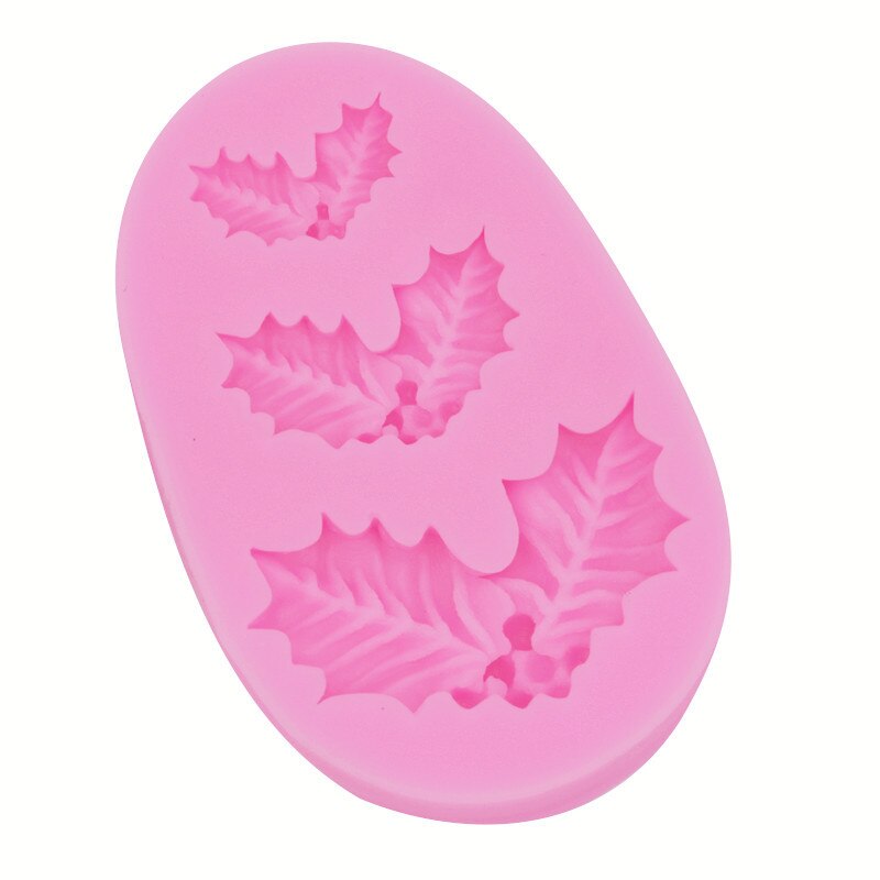 Carino di Zucchero Stampi in silicone Di Natale Agrifoglio Foglia Decorazione Della Torta Stampi per il Cioccolato di Argilla Zucchero FAI DA TE ah Preso