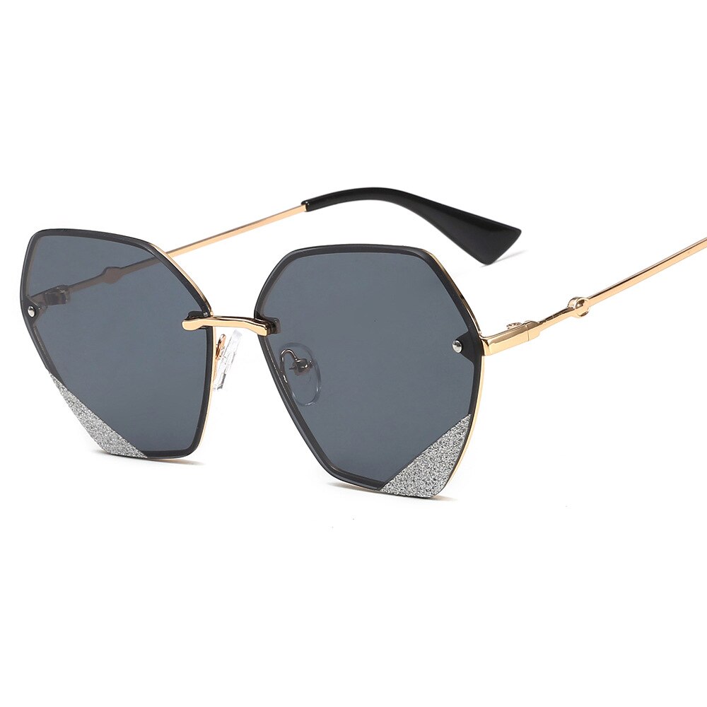 Stil til mænd og kvinders lette street solbriller solbriller metal polygon briller  uv400: Sort