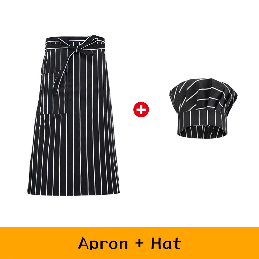Chef Waiter Apron+hat Set Kitchen Cook Uniform Hotel Restaurant Baking Workwear Men Women Coffee Shop Food Service Overalls: 7