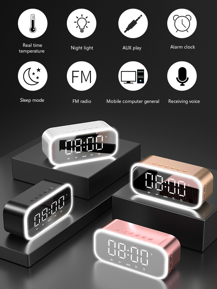 LED Mirror Alarm Clock Digital Wireless Bluetooth speaker home subwoofer mobile phone mini alarm clock Bluetooth small audio