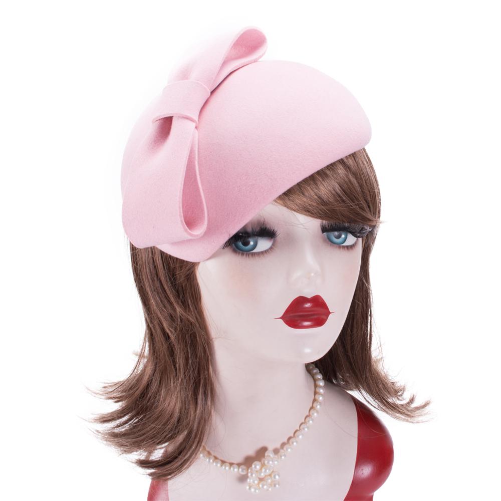 Lawliet Teardrop Womens 1940s Vintage Look Wool Felt Fascinator Hat Bow Detail Tam Beret Casque Cocktail Hat A568