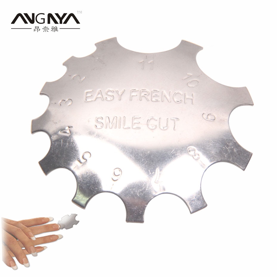 Angnya 11 Maten C-Vorm Rvs Q-Franse Acryl Nail Cutter Franse Smile Line Film Voor nail Salons Enkel Stuk