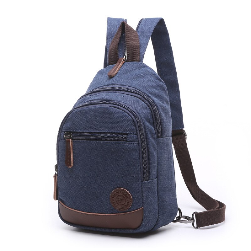 Boshikang Canvas Women Backpack School Bag Small Student Bag Female Shoulder Bag Zipper 8 Color Daily Chest Daypack: dark blue