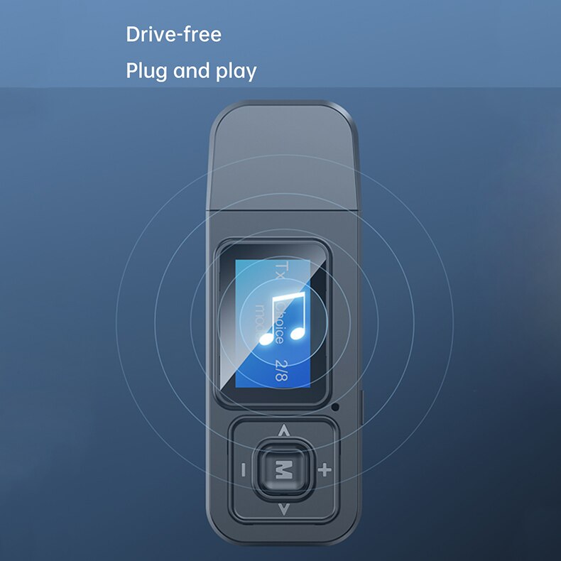 Bluetooth 5.0 Adapter LCD Screen Wireless Audio Bluetooth Transmitter Receiver For PC TV Car 3.5mm AUX Music Adapter