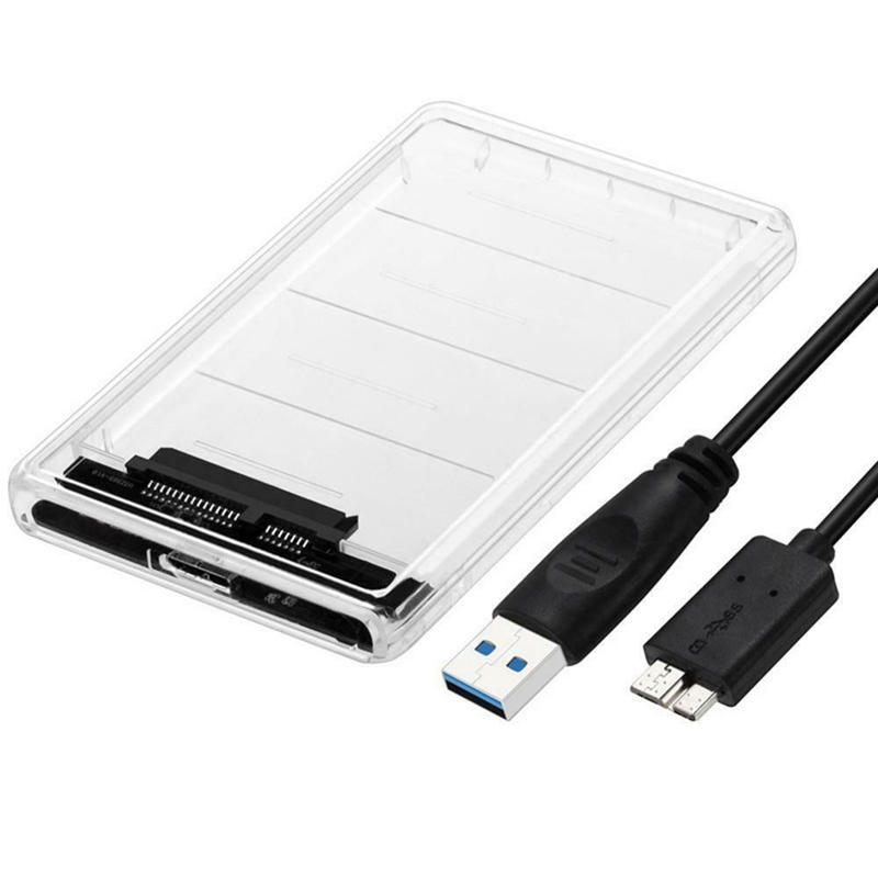 High-Speed 2TB USB 3.0 to 2.5 Inch External Hard Drive SSD HDD Transparent Enclosure