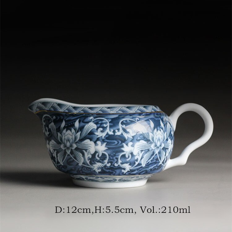 Kinesisk tekande tekande tekande jingdezhen blå og hvid porcelæns tekop keramisk skummer mælkekop kaffe lattekande: Kirsebær blomster
