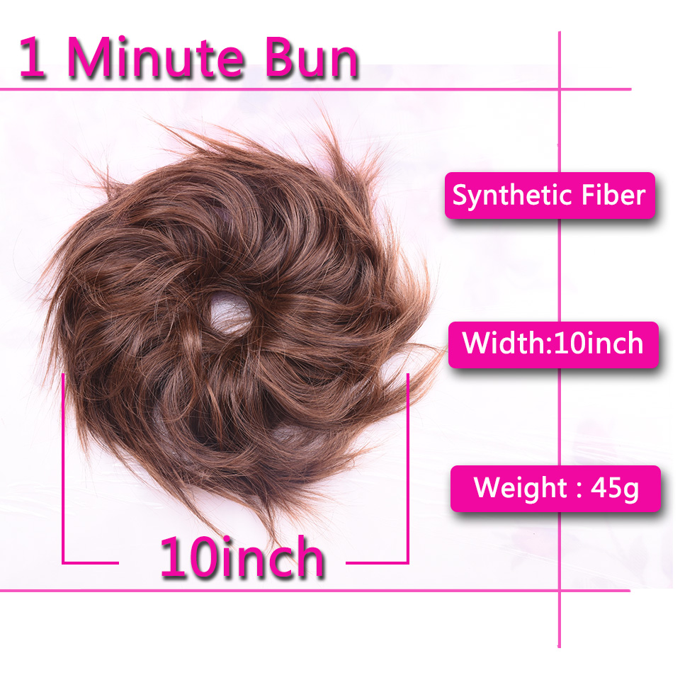 Lulalatoo 7 tommer rodet knold hår krøllet scrunchies kæde 45g elastik chignon bølget updo syntetisk hårstykke til kvinder