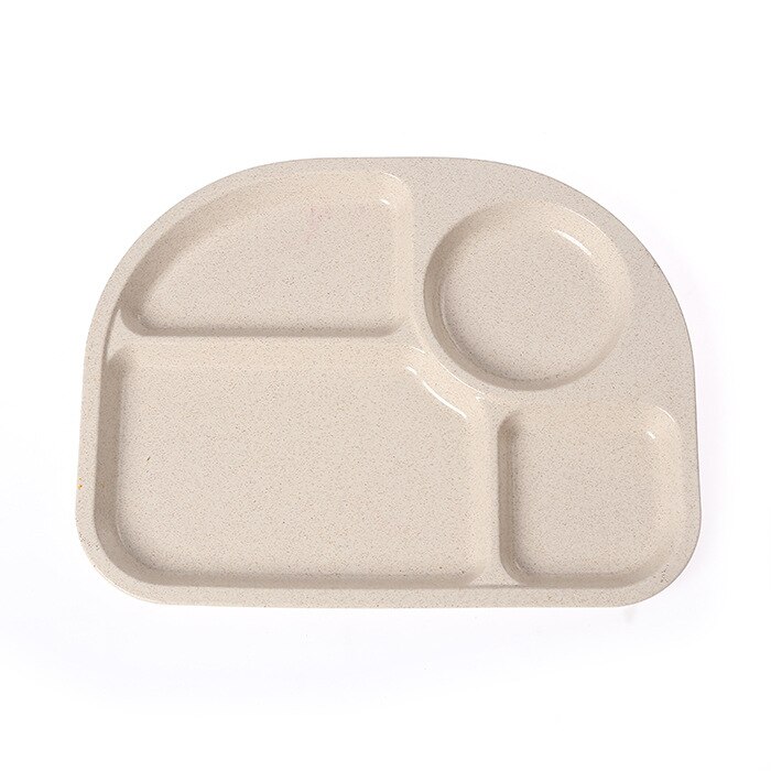 1 stuk baby kinderen schattige cartoon tarwe stengel vezel dinerbord servies veilig kinderen eco gerechten dierentuin dier bord kom: Beige