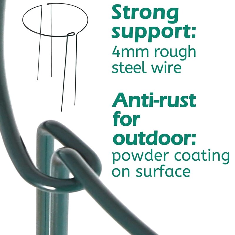 24 Pack Plant Support Stake, Half Round Metal Garden Plant Stake, Plant Support Ring, Border Support With Plant Labels