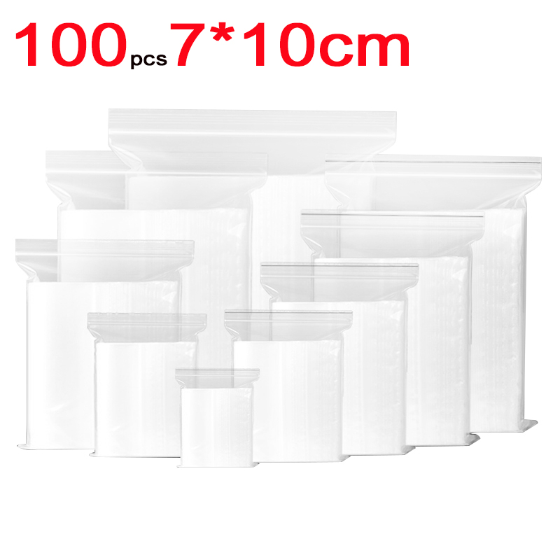 100PCS Transparent Sachet Zip Self Sealing Zip Plastic Bags Clear Bags Jewelry Packaging Bag Food Storage Bags: 7x10cm