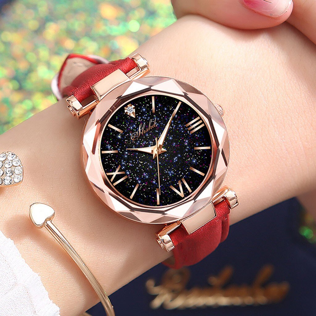 Dameshorloges sterren little point horloges dames casual sterrenhemel horloges beste goedkope prijs: 158413 rode