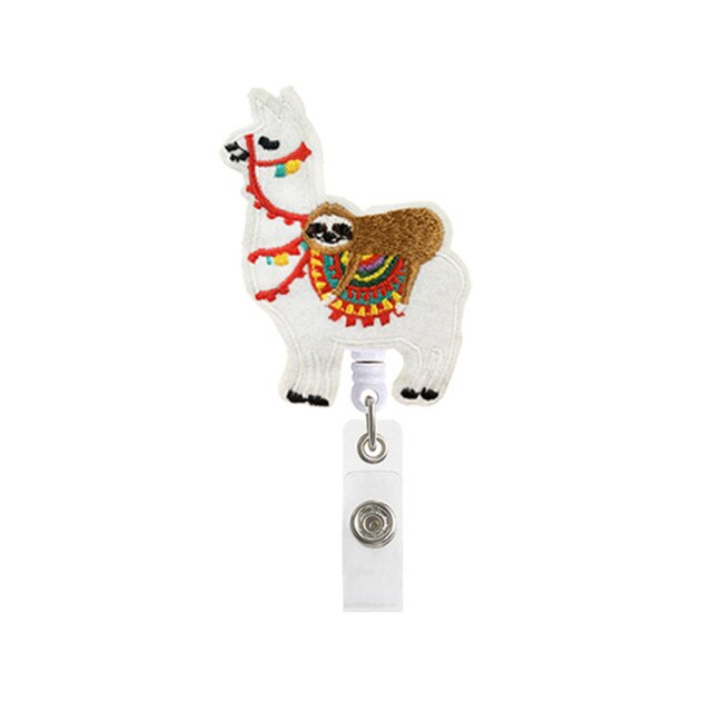 1pc Cute Animal Alpaca Retractable Nurse Badge Reel Clip Badge Holder Students Doctor Id Card Holder: Sloth Alpaca