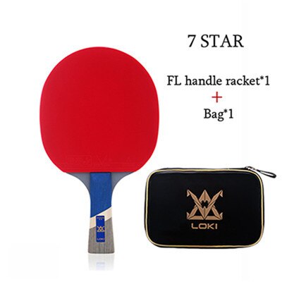 LOKI 7 Star High Sticky Table Tennis Racket 5 ply Wood Blade Pingpong Bat Pimples in Ping Pong Paddle: Long handle