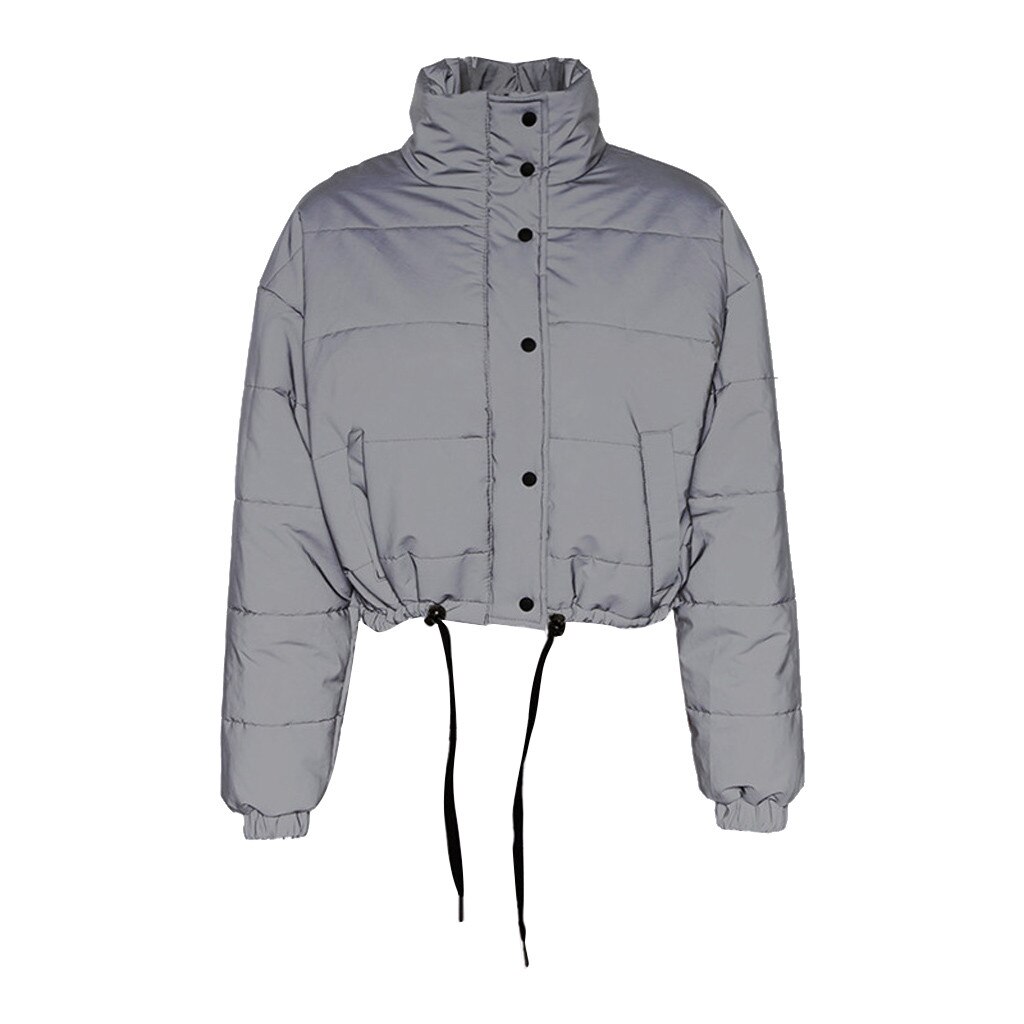 38 # Reflektierende Jacken Winter Warme Frauen Sport Mit Kapuze Kurzen Mantel Kurze Jacke Grau Damen Parka Frühling Damen Outwear