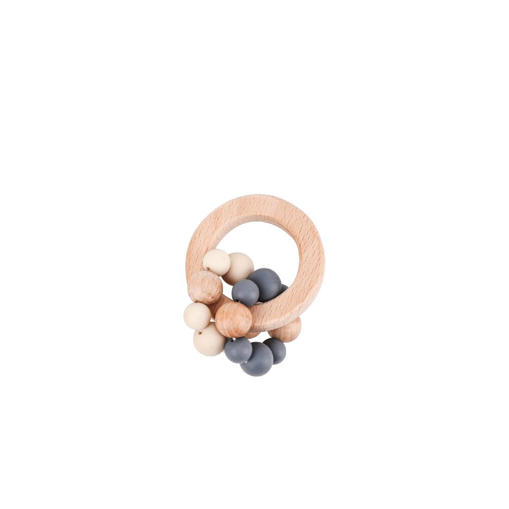 1pc Baby BeißRing Spielzeug BPA Frei Holz Armbinde Buche Ring Silikon Perlen Runde Kante BeißRing Für Neugeborene Baby spielzeug: E