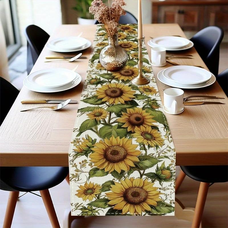 Fall Sunflower Table Runner 13x72 Inch Seasonal Autumn Farmhouse Table Runners for Dinning Kitchen Party Table Decoration