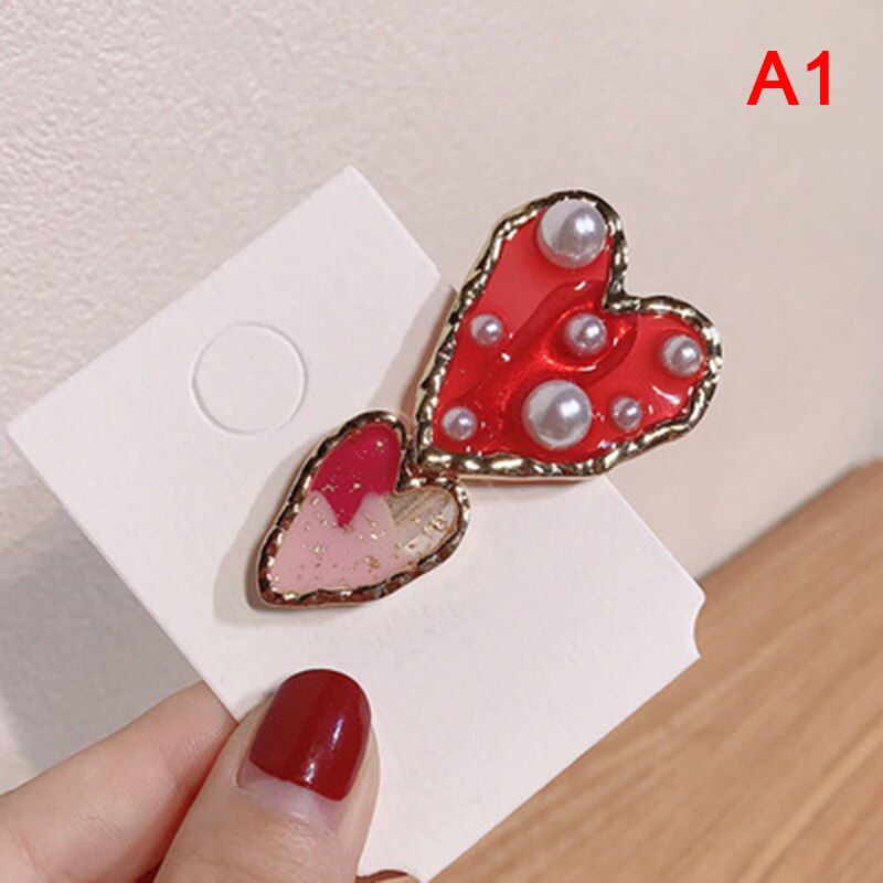 1Pcs Parel Rode Liefde Haarspeld Mode Haarspeld Eendenbek Clip Kant Clip Meisje Pony Clip Hoofdtooi Haarspeld: A1