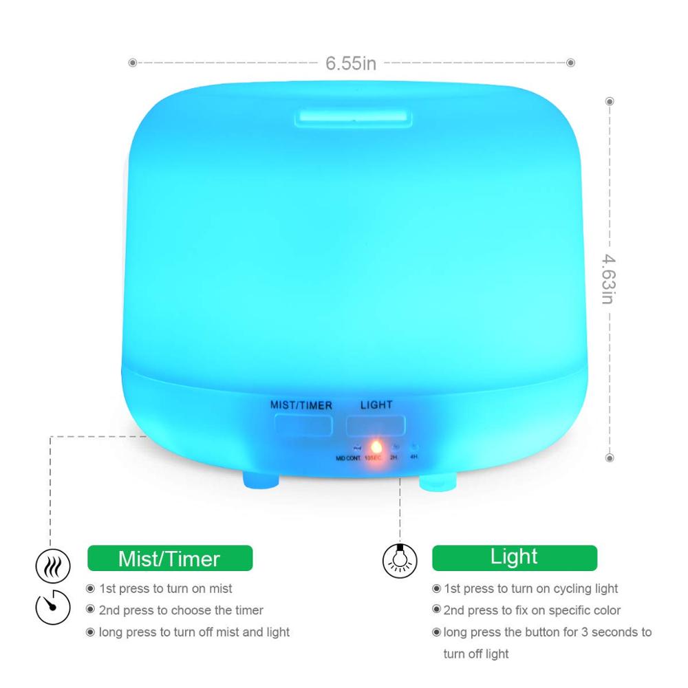 Aroma diffuser Ultrasonic Air 500ML With 7 Color Lights Electric Aromatherapy Essential Oil Aroma Diffuser Remote Control