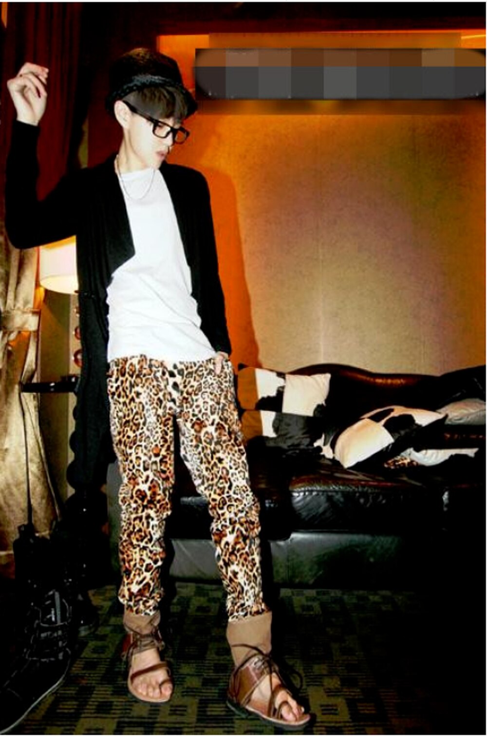 Heren luipaardprint nachtclub gala feest broek podium dans casual broek 2 stijlen