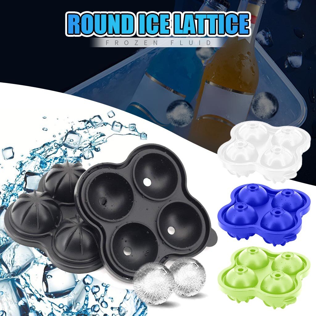 Saingace Silicone boule de glace moule boule de glace moule Silicone quatre trous boule de glace moule Cube plateau fête whisky Cocktail boisson froide bonbons