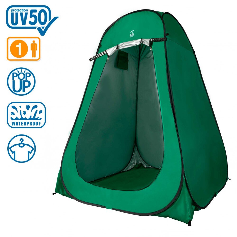 Tienda ducha cambiador para camping con suelo Aktive 150x150x190 cm Verde