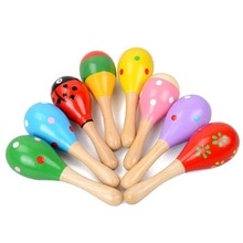 HLBY 2 pièces crotale en bois de sable instruments de musique jouets pour enfants couleur aléatoire