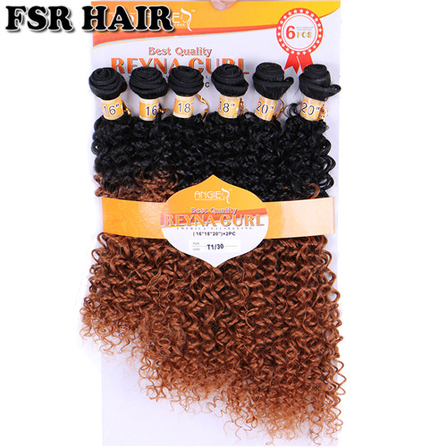 Reyna curly ombre hiusnippu mutkaiset kiharat hiukset kudos 16-20 tuumaa 6 kpl yksi setti afrokiharat synteettiset hiuspidennykset: T1-30